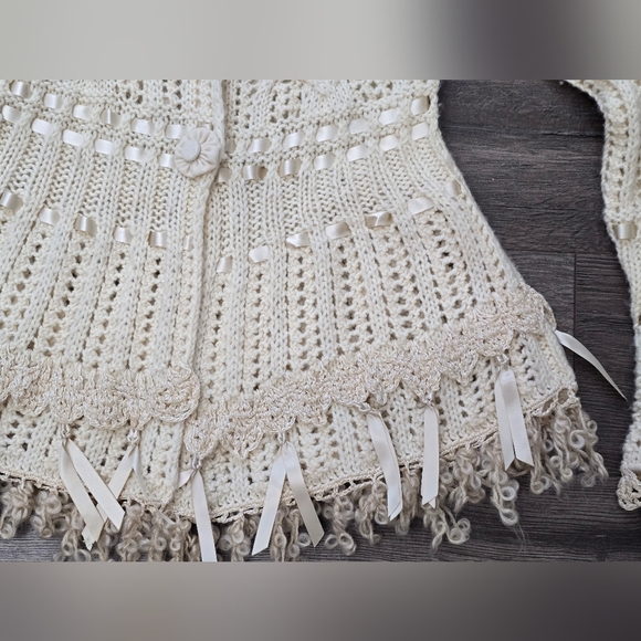 Guinevere By Anthro Open Knit Shirt Cardigan Wool Mohair Blend Size Small - Picture 5 of 11